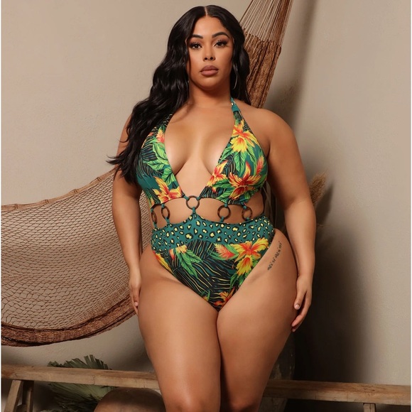 Fashion Nova Other - BRAND NEW ONE PIECE FLORAL SWIMSUIT WITH WOODEN RINGS